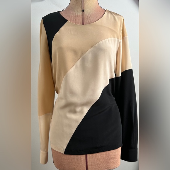 Diane Von Furstenberg Seraphina Silk Colorblock Blouse Size 6 NWOT - Picture 2 of 12